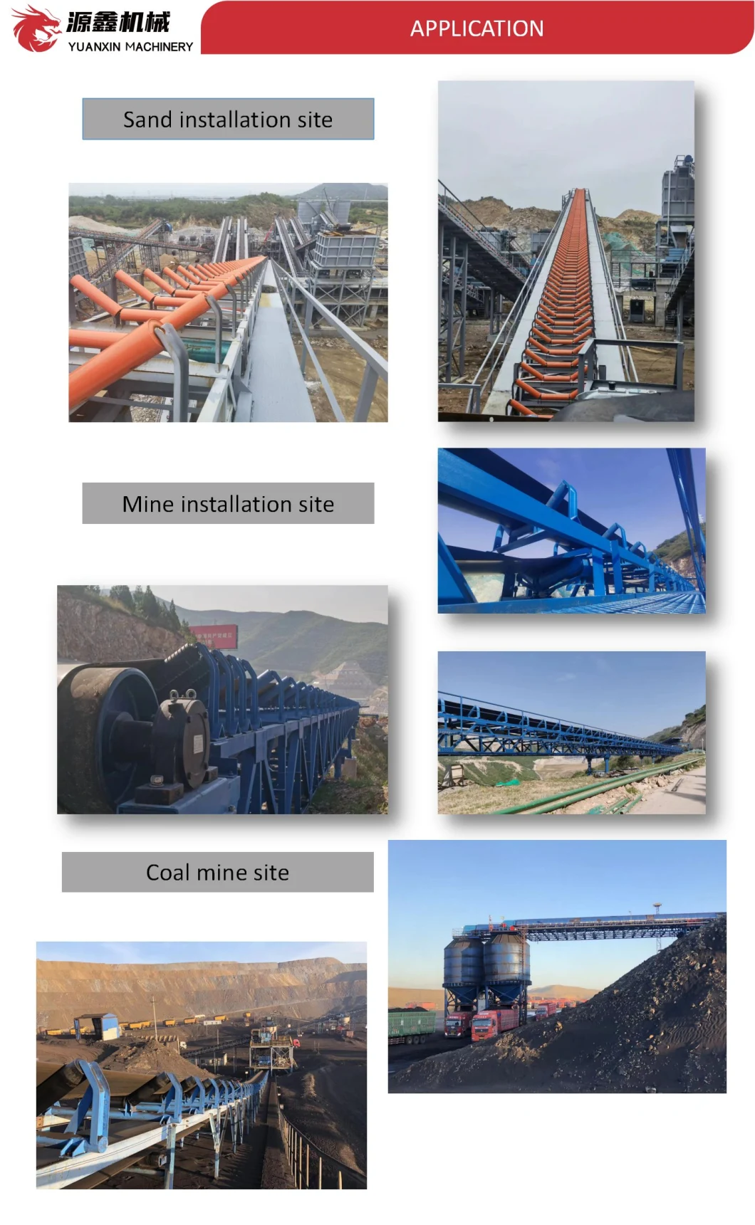 Coal/Cement/Mine/Port/Concrete Plant/ Industrial Roller Belt Conveyor